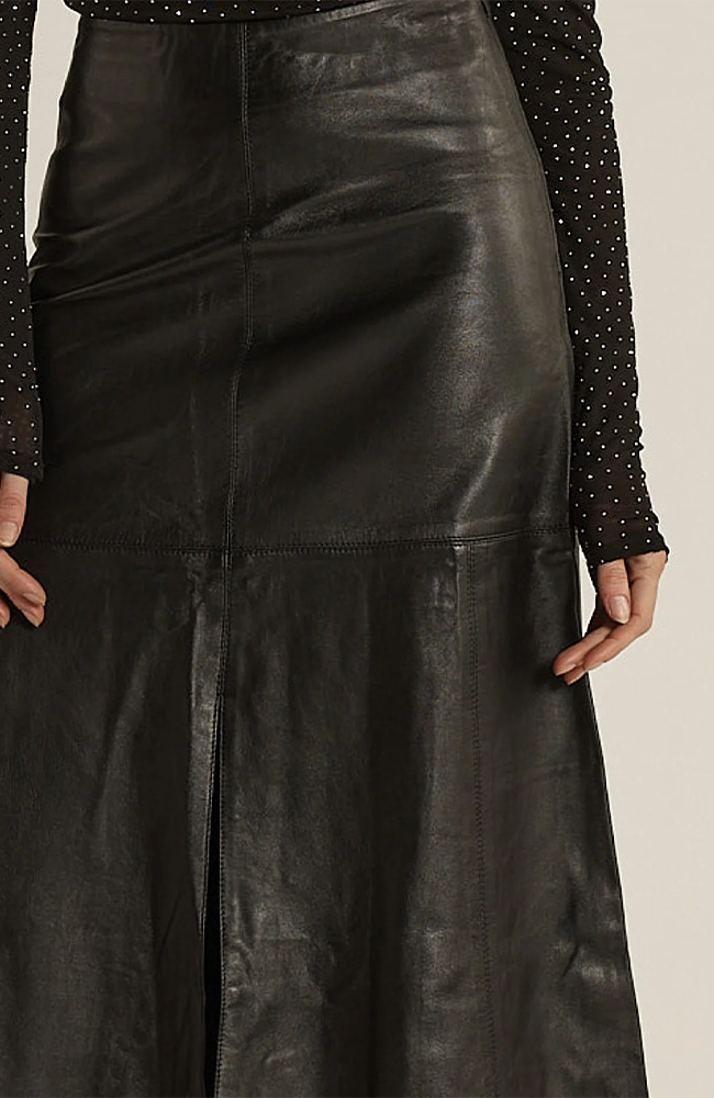 Brae Leather Midi Skirt