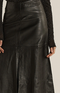 Brae Leather Midi Skirt