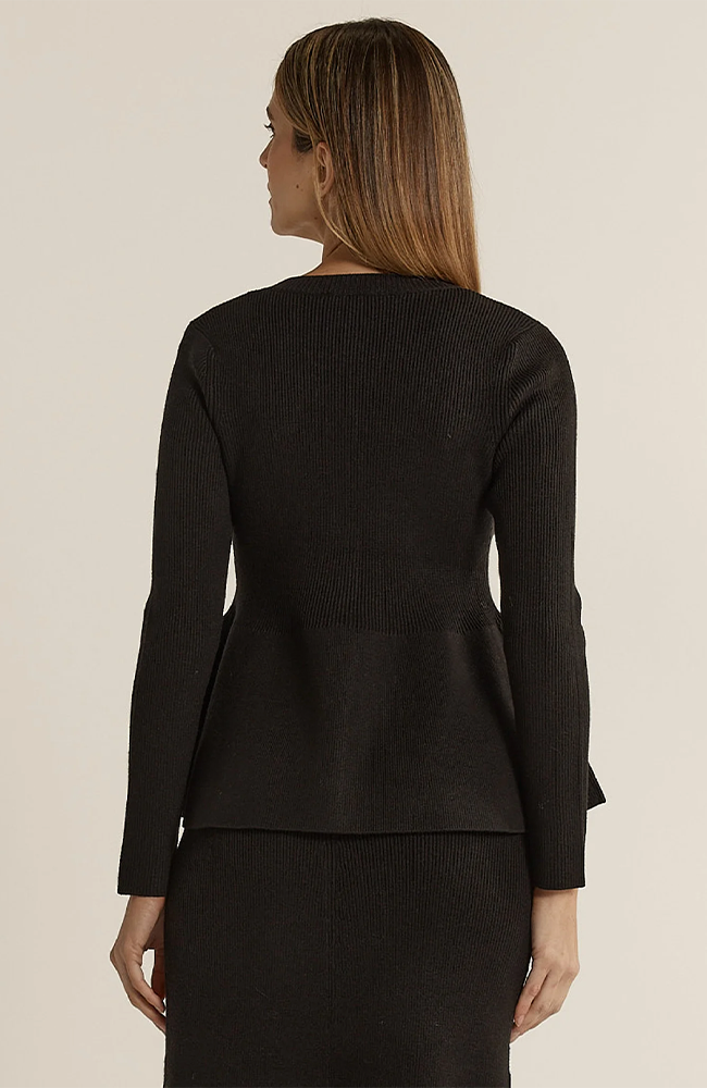 Vale Peplum Cardigan - Black