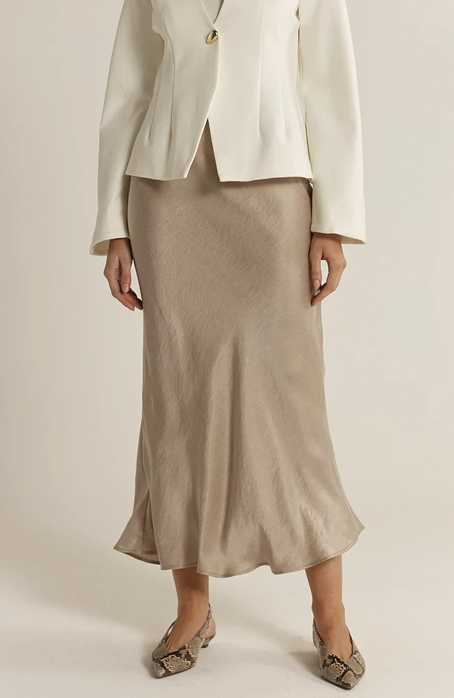 Anya Bias Cut Skirt - Champagne