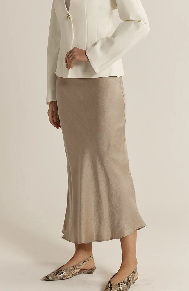 Anya Bias Cut Skirt - Champagne