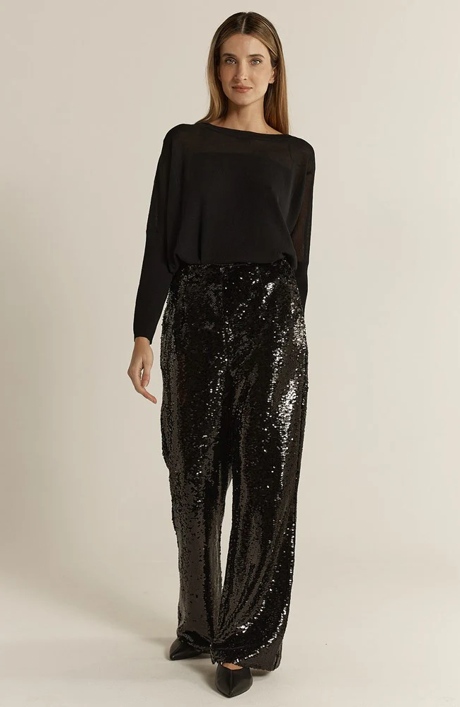 Rayne Sequin Pants - Black