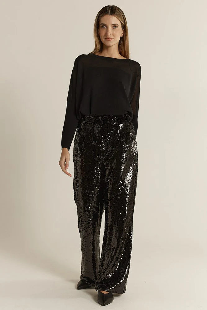 Rayne Sequin Pants - Black