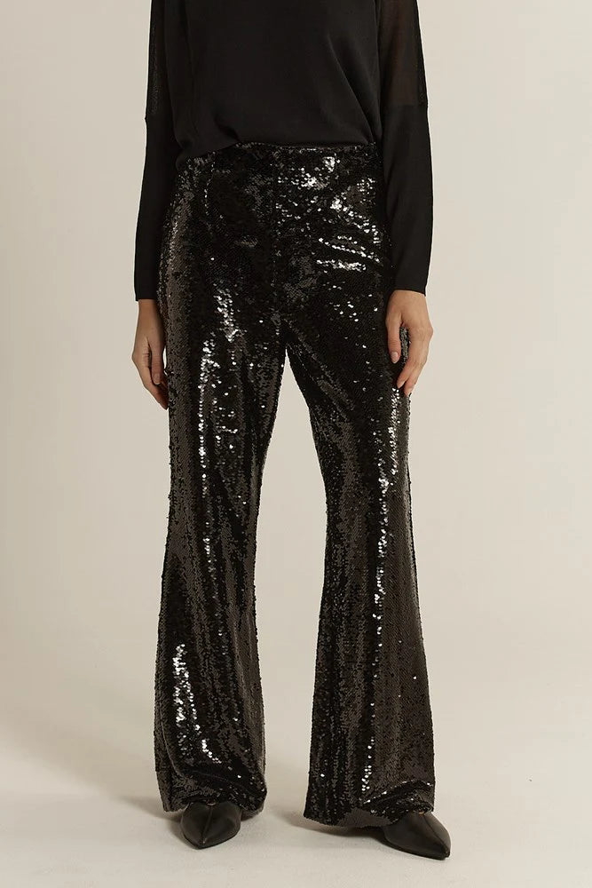 Rayne Sequin Pants - Black
