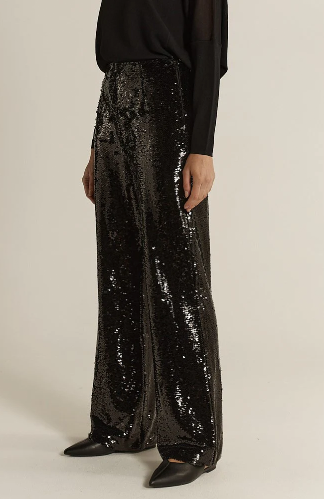 Rayne Sequin Pants - Black