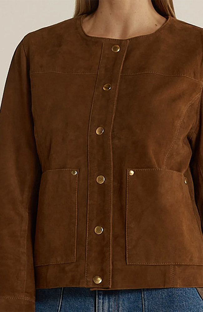 Faye Suede Jacket - Tan Brown