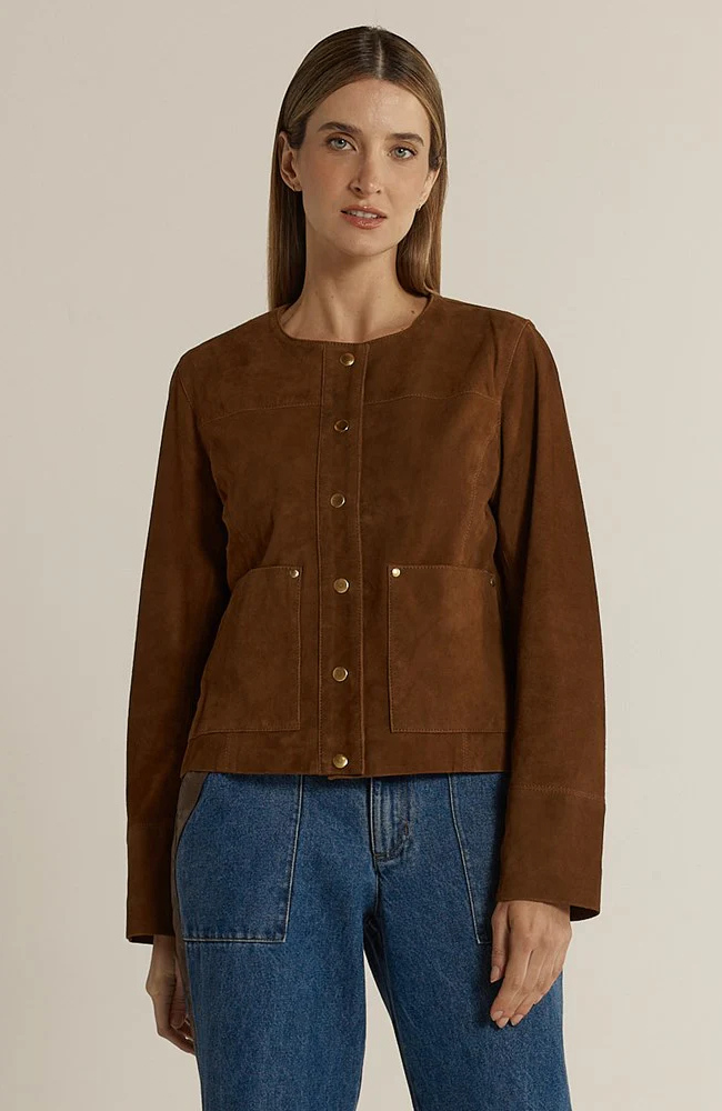 Faye Suede Jacket - Tan Brown