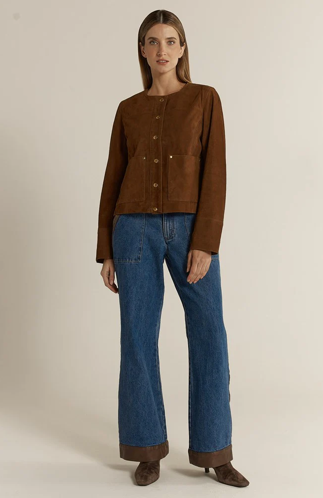 Faye Suede Jacket - Tan Brown