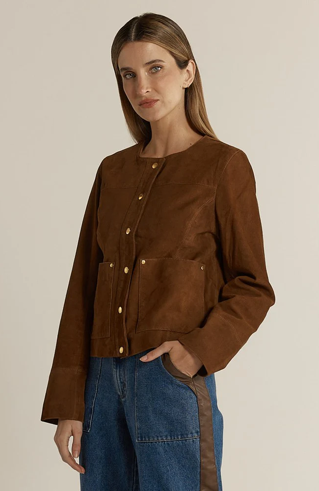 Faye Suede Jacket - Tan Brown