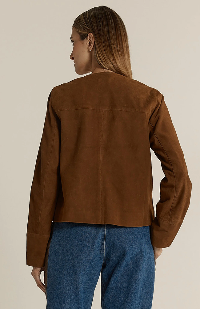 Faye Suede Jacket - Tan Brown