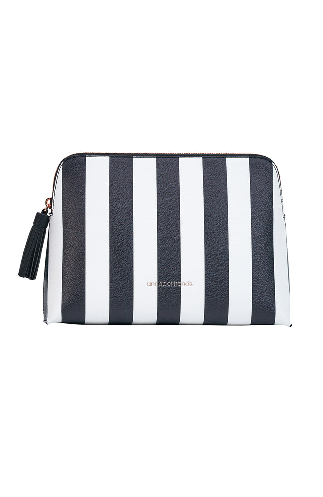 Vanity Bag Large - Black & White Stripe