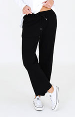 Venus Rib Panel Wide Leg Jogger - Black