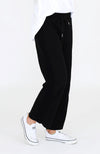 Venus Rib Panel Wide Leg Jogger - Black