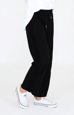 Venus Rib Panel Wide Leg Jogger - Black