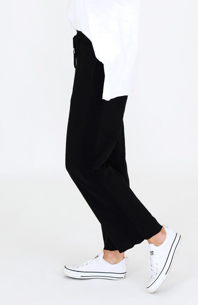 Venus Rib Panel Wide Leg Jogger - Black