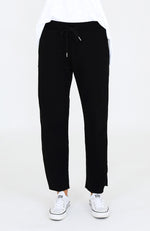 Venus Rib Panel Wide Leg Jogger - Black