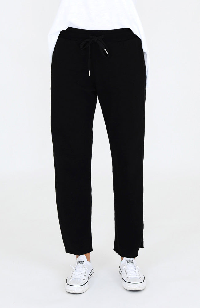 Venus Rib Panel Wide Leg Jogger - Black