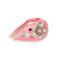 Embroidered Floral Headband - Pink