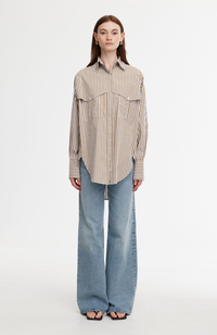 Riley Shirt - Stone/Ivory Stripe