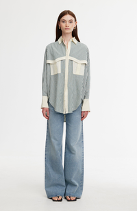 Ruby Shirt - Green/Stone Stripe