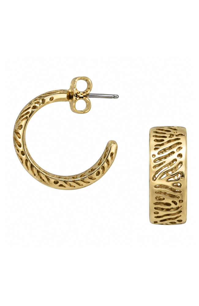 Water Lily Small Golden Creoles Earrings