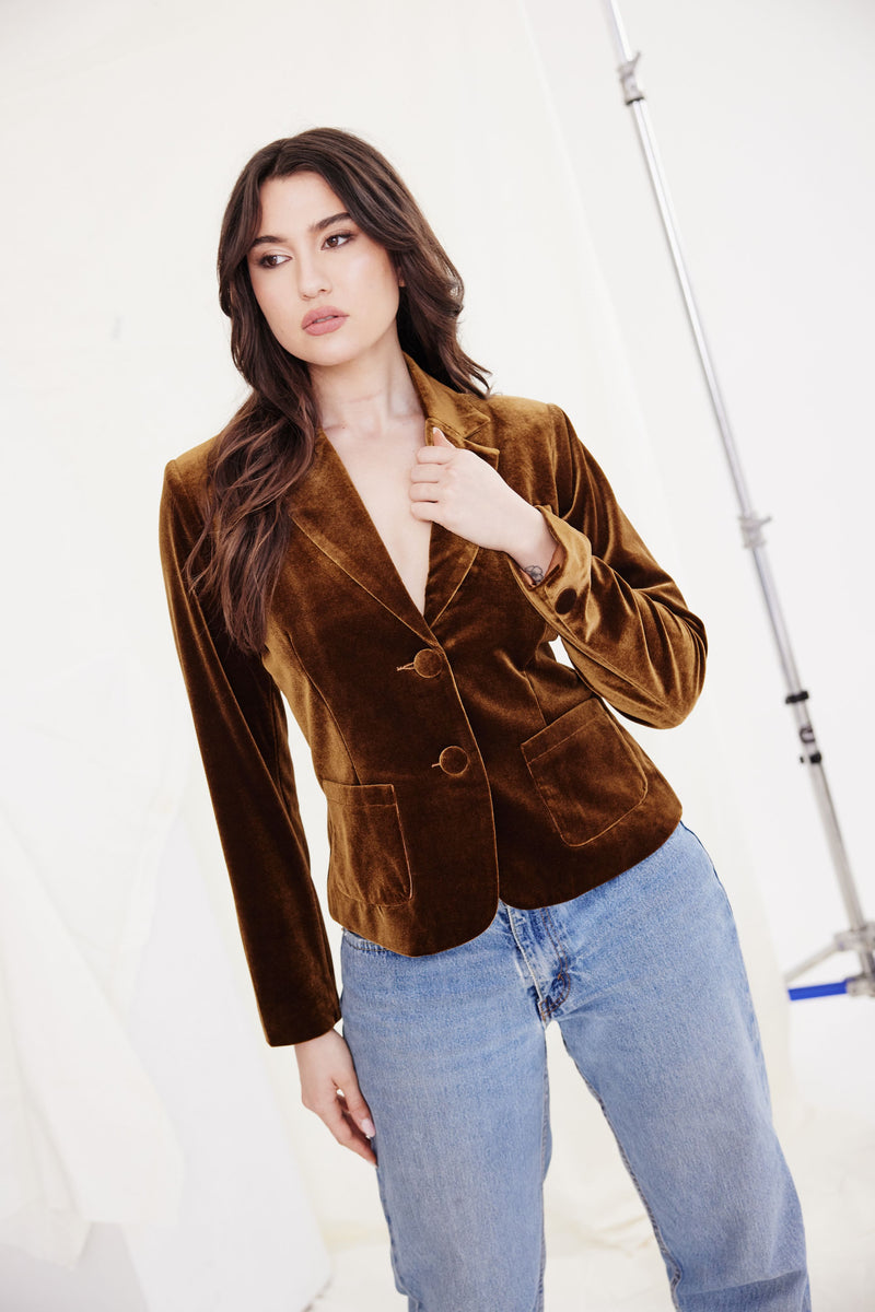 Charvi Velvet Jacket - Caramel