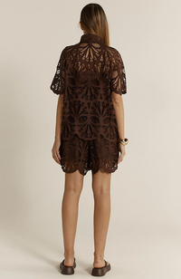 Elara Broderie Blouse – Chocolate