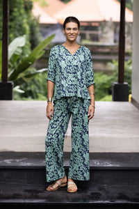 Fleur Blouse - Mint/Navy