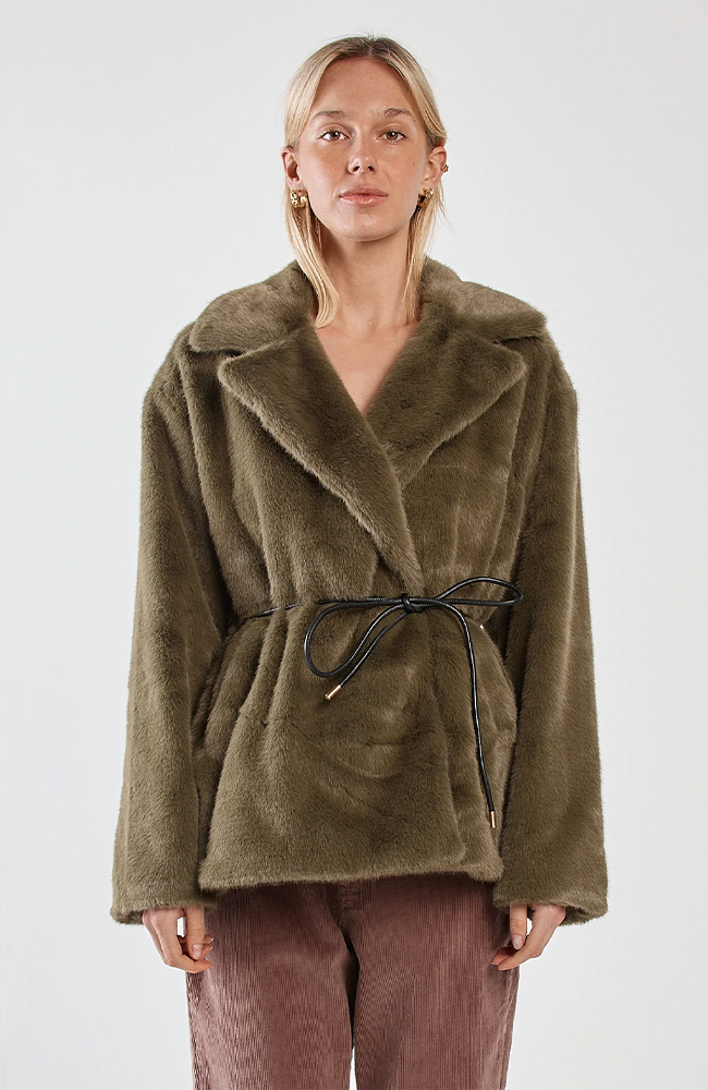 Vivi Fur Jacket - Dark Olive