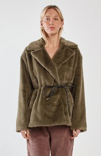 Vivi Fur Jacket - Dark Olive