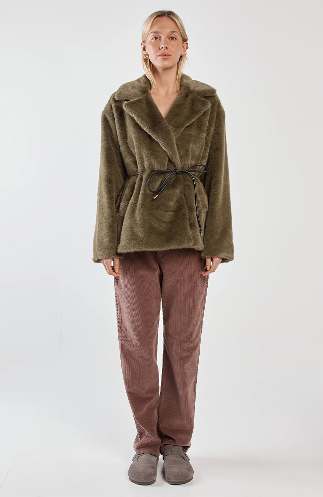 Vivi Fur Jacket - Dark Olive