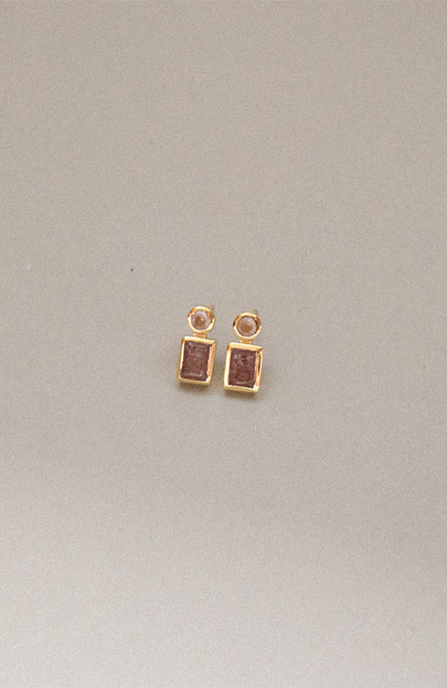 Clover Earring - Strawberry Quartz