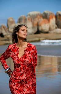 Long Genie Dress-Ibiza/Viscose - Coral