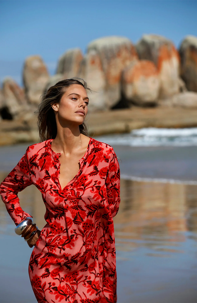Long Genie Dress-Ibiza/Viscose - Coral