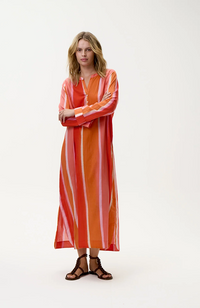 Bazaar Stripe Dress-Moroccan Stripe/Cotton - Sunset