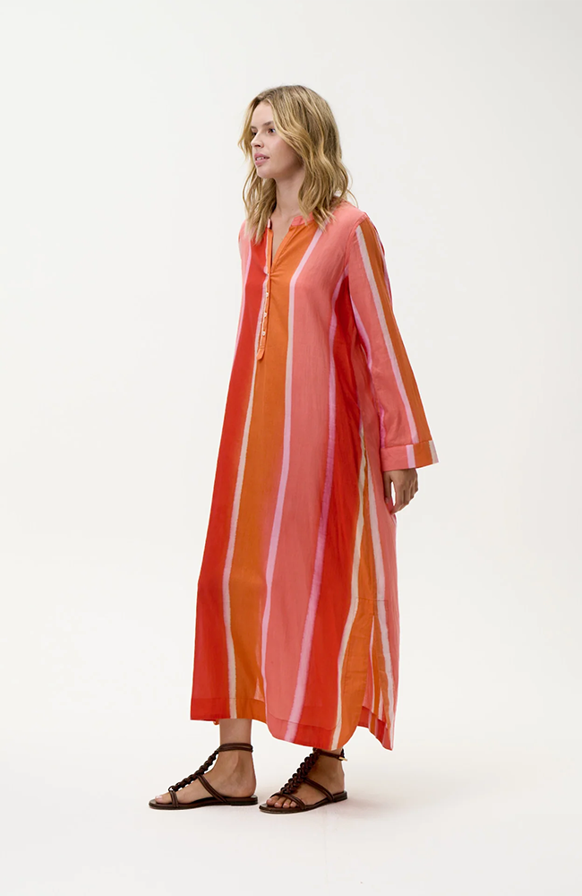 Bazaar Stripe Dress-Moroccan Stripe/Cotton - Sunset