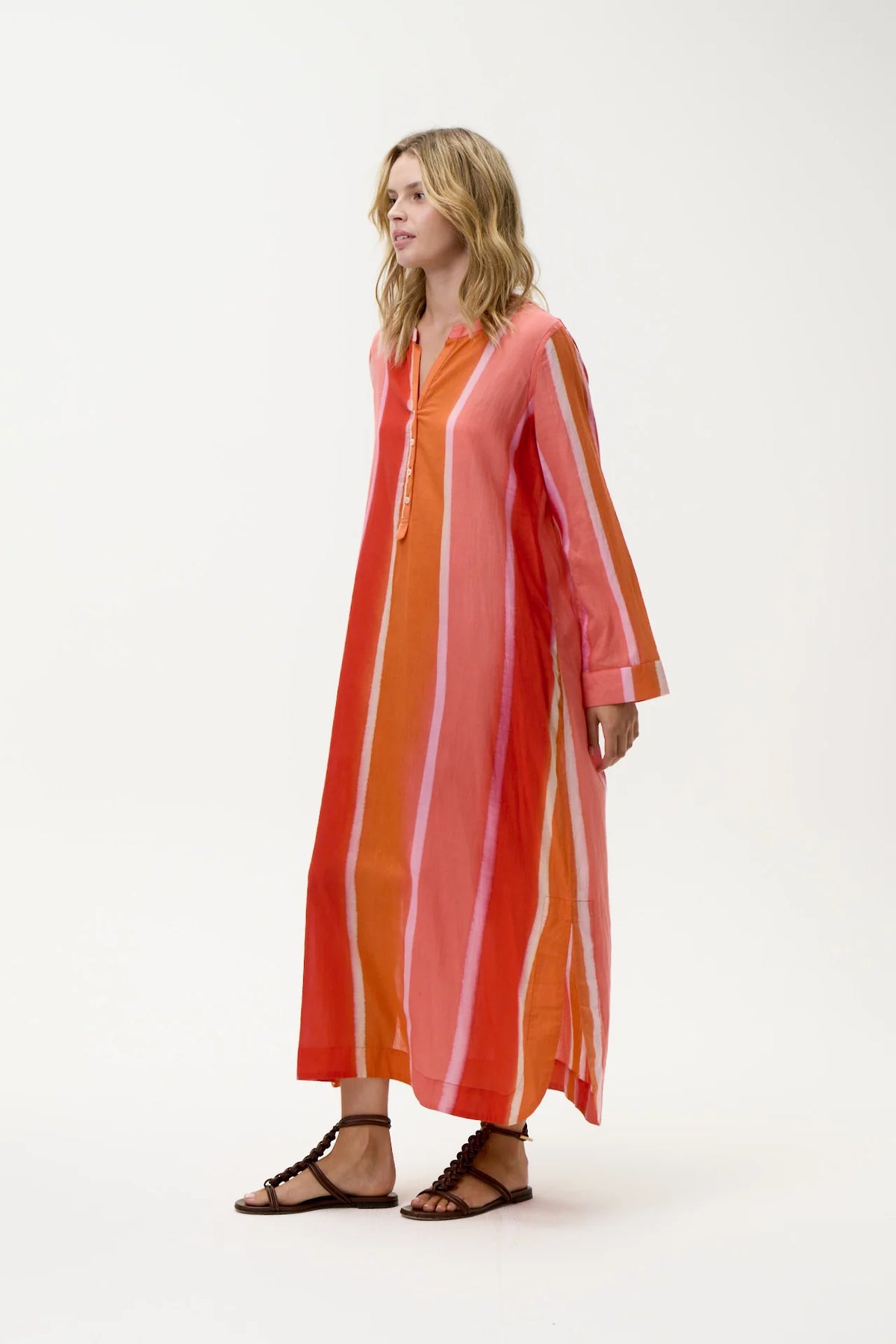 Bazaar Stripe Dress-Moroccan Stripe/Cotton - Sunset