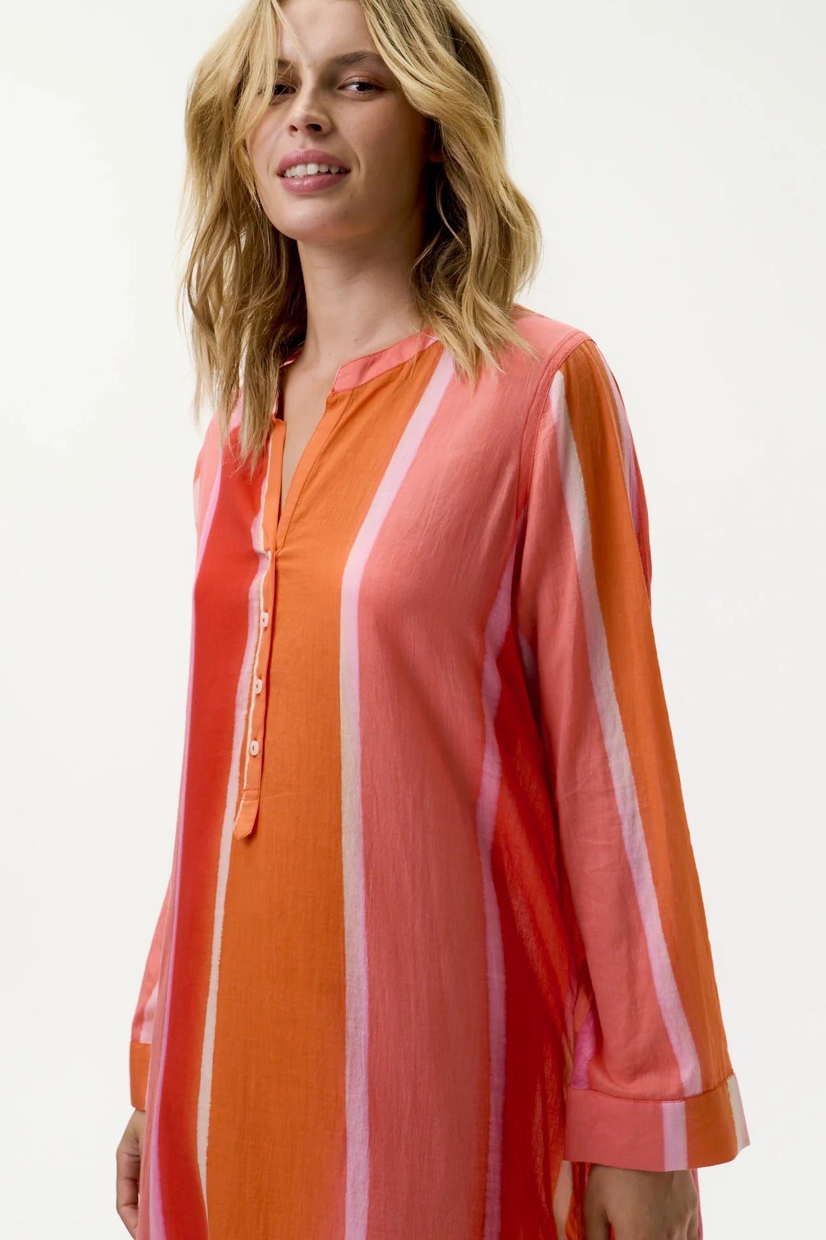 Bazaar Stripe Dress-Moroccan Stripe/Cotton - Sunset