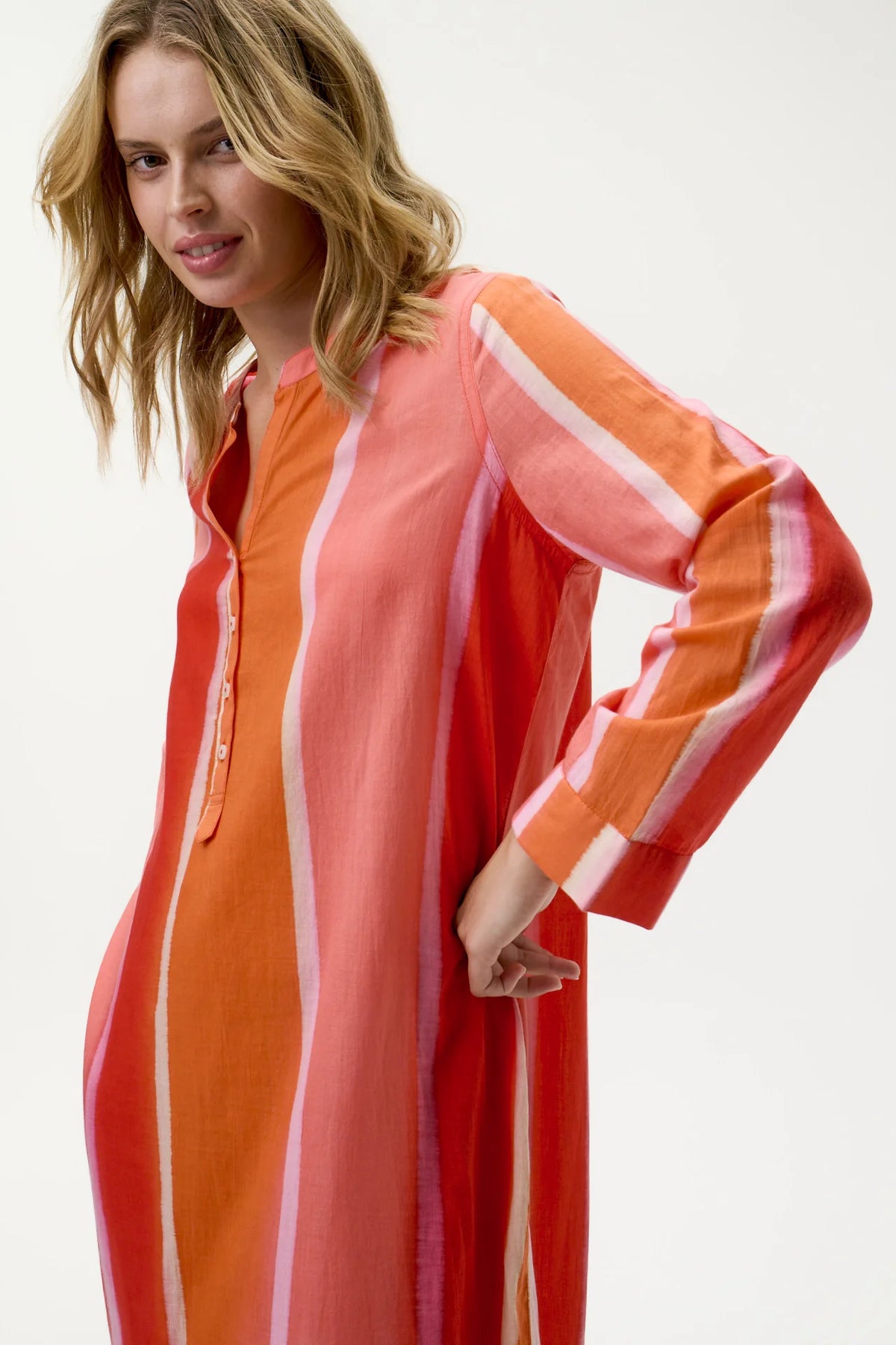 Bazaar Stripe Dress-Moroccan Stripe/Cotton - Sunset