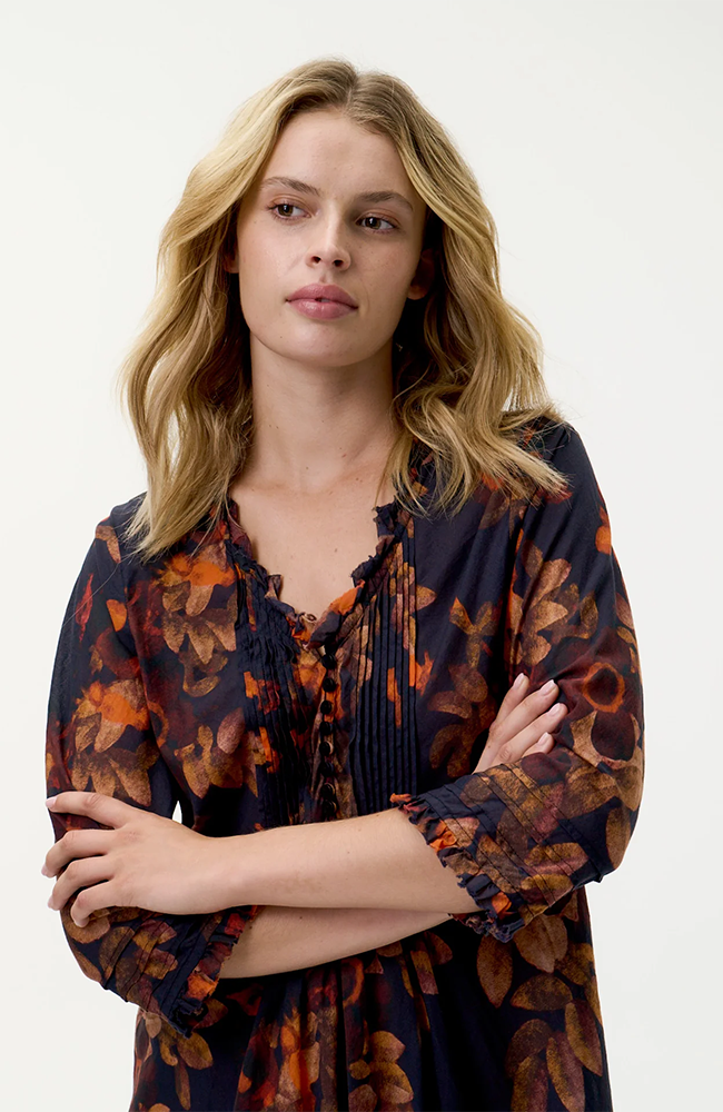 Middy Poppy Dress-Panarea/Cotton - Navy