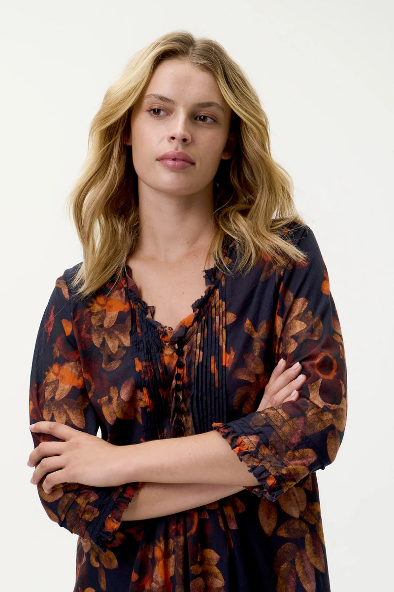 Middy Poppy Dress-Panarea/Cotton - Navy