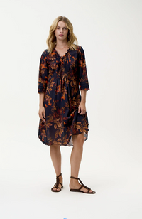 Middy Poppy Dress-Panarea/Cotton - Navy
