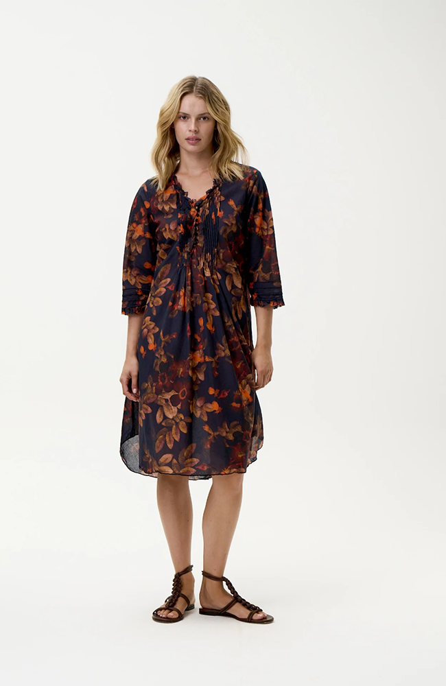 Middy Poppy Dress-Panarea/Cotton - Navy