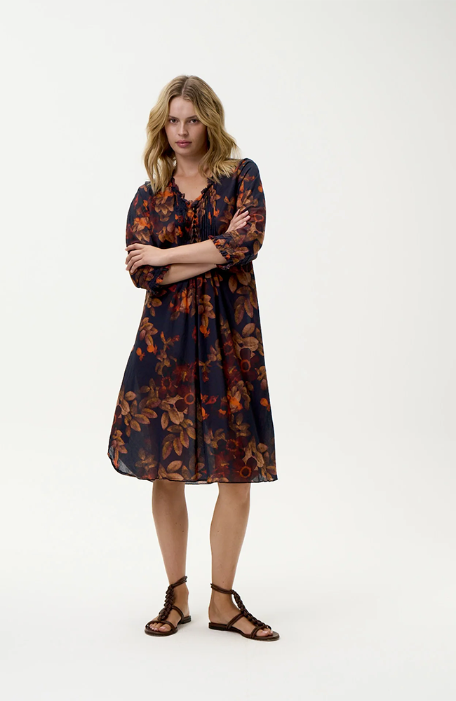 Middy Poppy Dress-Panarea/Cotton - Navy