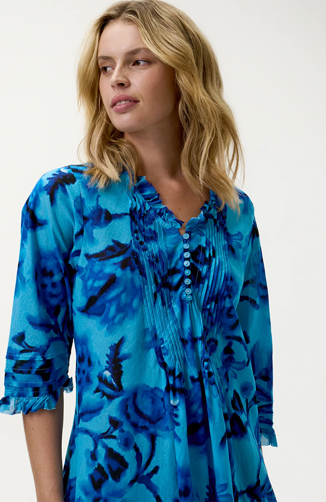 Middy Poppy Dress-Milos/Cotton - Blue