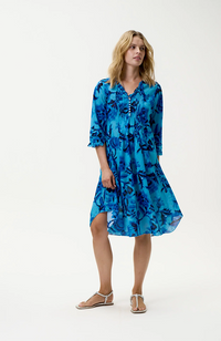Middy Poppy Dress-Milos/Cotton - Blue