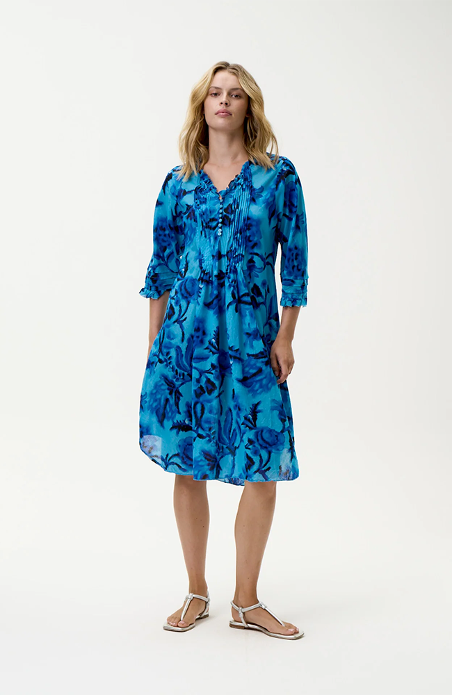 Middy Poppy Dress-Milos/Cotton - Blue