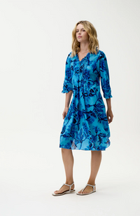 Middy Poppy Dress-Milos/Cotton - Blue