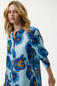 Daisy Dress-Lemnos/Cotton - Blue Flower