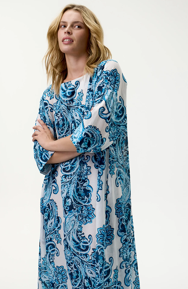 Jackie Print Dress-Taormina/Sushi Voile - White/Blue